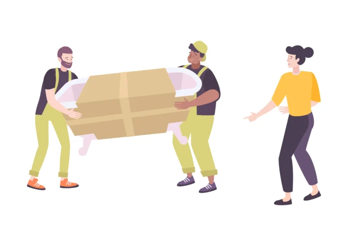 2 professional doing local move in Dubai in the present of a customer